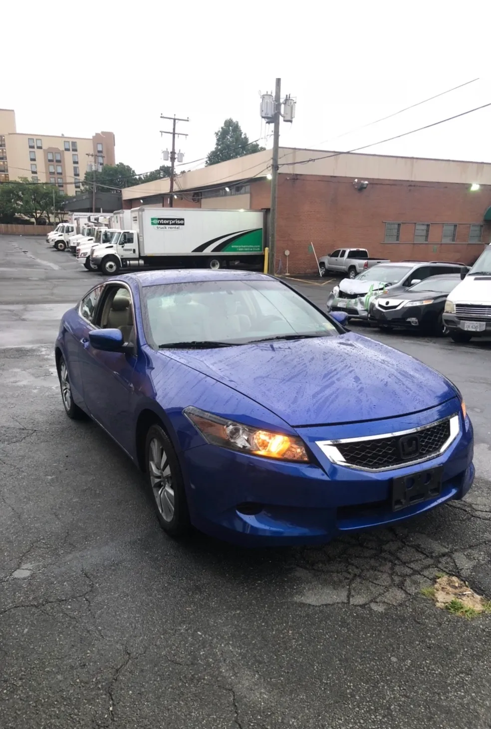 Blue Honda after repair