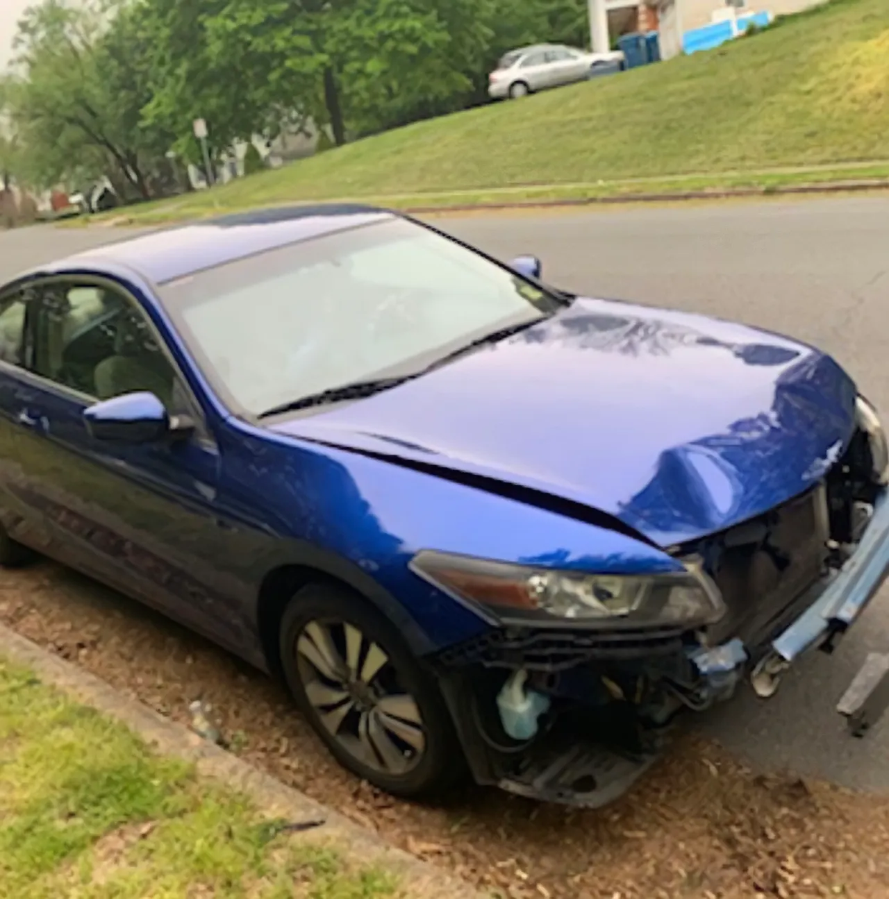 Blue Honda before repair