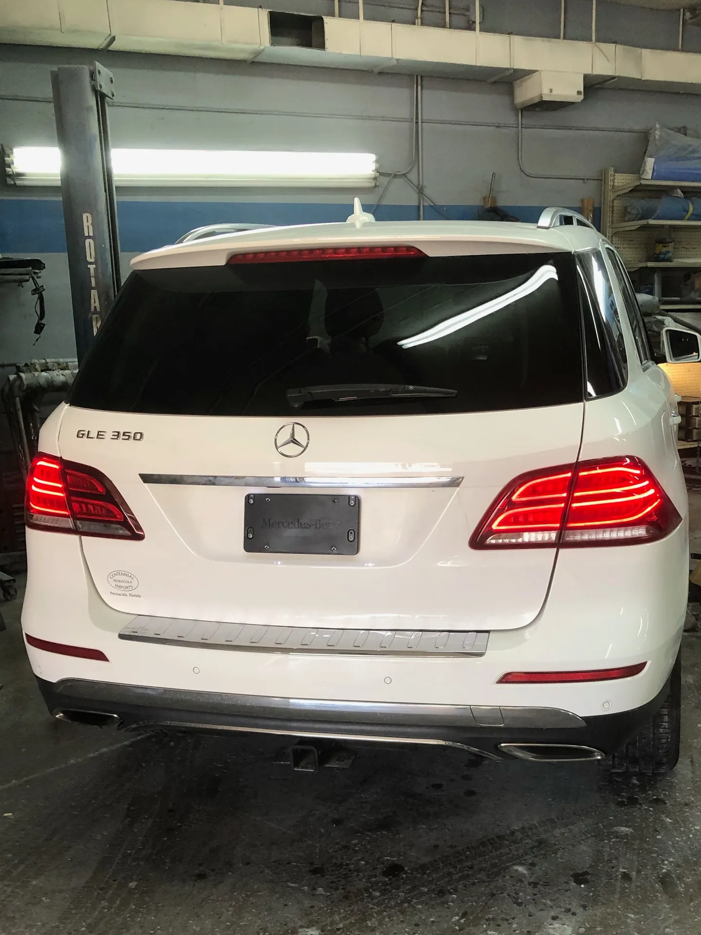 White Mercedes after repair